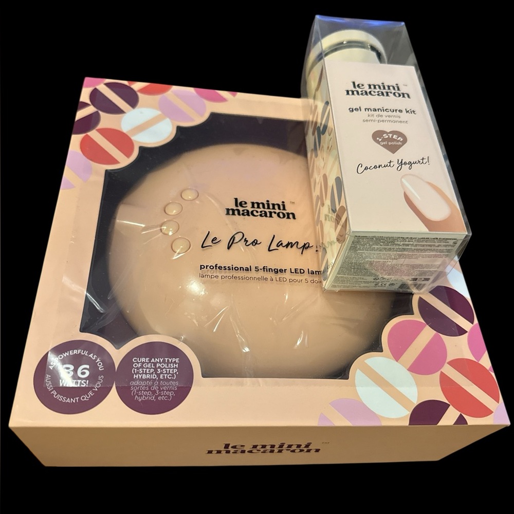 NIB LeMini Macaron prof 5 finger lamp w motion sensor/timer AND Gel manicure kit